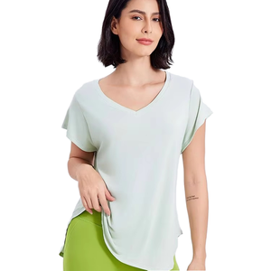 Hauts courts de <span class=keywords><strong>yoga</strong></span> légers pour femmes séchage rapide respirant minceur haut de sport solide décontracté course Fitness manches courtes <span class=keywords><strong>Yoga</strong></span> - Product Image 1