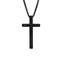 Collier croix simple en acier inoxydable, finition lisse, design distinctif, avec diamant, chaîne à maillons sportive, bijoux pour la production en usine