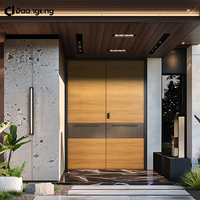 Puertas Batientes con Marco de Aluminio para Entrada Principal Exterior, Vidrio Templado con Rotura de Puente Térmico, Estilo Moderno para Villas y Casas de Playa
