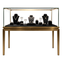 Comptoir de présentation de bijoux en acier inoxydable sur mesure avec éclairage LED, vitrine en verre pour bijoux, pour boutique, centre commercial