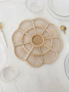 Exquisite Design Flower Hand Woven Natural <b>Rattan</b> <b>Placemat</b> Home Decor Bohemian Natural <b>Placemats</b> Wholesale From Vietnam - Product Image 4