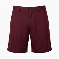Shorts de golf pour hommes doublés en mesh |   Vin de Bourgogne profond respirant |   Pantalon à fermeture éclair, devant plat, coupe décontractée, entrejambe de 10,5 pouces, anti-UV, séchage rapide