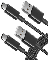 Kabel USB Tipe C INNOPRO Berbahan Nilon Kepang Tembaga Berlapis Timah 1M/2M/3M 2.4A Pengisian Daya Transfer Data USB 3.0 untuk Ponsel Android/iOS