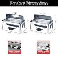 Chauffe-Plat Électrique Professionnel 9L en Acier Inoxydable avec Couvercle Rabattable, Idéal pour Buffets, Hôtels et Réchauffement d'Alcool