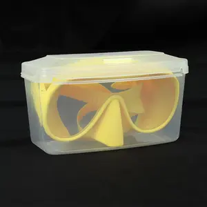 Fabrik Gute Qualität Tragbare Klar Transparent Tauchen Maske Schnorchel in Einem PP Box Fall Kunststoff Fall Tauchen Maske Paket