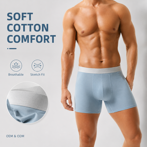 Calzoncillos Bóxer Largos y Transpirables de Algodón y Elastano para Hombre, Tallas Grandes, Paquete de 5, Venta al Por Mayor, Fabricante - Product Image 1