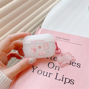 Pour <span class=keywords><strong>Airpods</strong></span> 1 2 3 Pro souple mat TPU mignon dessin animé rose <span class=keywords><strong>cochon</strong></span> porte-clés sans fil écouteur étui de protection - Product Image 2