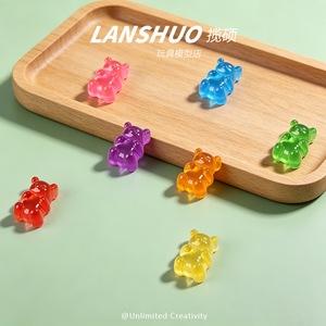 Oso de peluche de resina Lanshuo en miniatura, decoración 3D, accesorios de bricolaje para la fabricación de joyas y fundas de teléfono - Product Image 1