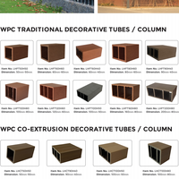 Tubes WPC étanches d'extérieur en bois composite persiennes 50mm 50mm longueur personnalisées pour villa hôtel