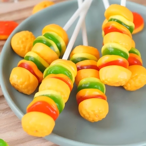Bonnes affaires : Mini bonbons gélifiés en forme de hamburger, style hamburger, doux, pour fêtes, vente en gros, brochettes de bonbons gélifiés amusantes - Product Image 4