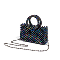 Sac de soirée perlé fait main personnalisé pour femme, avec poignée supérieure et petite pochette, idéal pour les fêtes et mariages