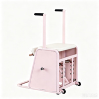 Chaise Wunda de Pilates haut de gamme, cadre en acier thermolaqué rose avec poignées en L, chaise haute de Pilates robuste