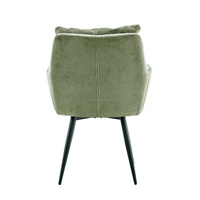 Fauteuil de salle à manger élégant rembourré en tissu vert avec coussin