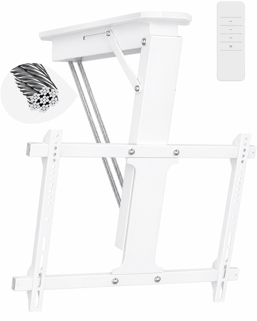 Electric Motorized Flip Ceiling TV Mount High-grade Cold Rolled Steel 40KG Load Capacity Flexible Adjustable 32-65 Inch Folding