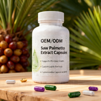 Extrait de baies de palmier nain certifié GMP en capsules dures, 45 % d'acides gras, complément alimentaire en vrac, marque privée OEM