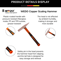 Marteau à décapage de calamine WEDO en cuivre à tête carrée et manche en fibre de verre, non magnétique pour l'élimination de la rouille industrielle, OEM/ODM disponible