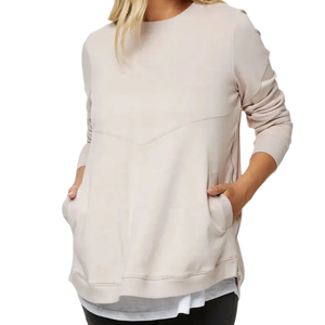 Printemps vêtements enceintes grande taille vêtements d'allaitement doux polaire <span class=keywords><strong>sweat</strong></span> à capuche d'allaitement avec fermeture éclair latérale <span class=keywords><strong>sweat</strong></span> de maternité femmes - Product Image 5