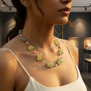 Green Jade and Freshwater Pearl Beaded <b>Necklace</b> for Women Trendy Gold Plated Jewelry with Diamond Cross for Gift - Product Image 3