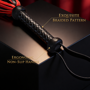 Fouet en cuir premium noir et rouge à 9 queues, fouet à main, entrepôt USA, vente en gros, artisanat du cuir, fouet d'entraînement professionnel - Product Image 5