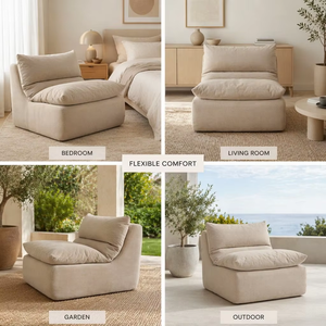 Chaise longue modulaire de loisirs sans cadre, en tissu velours côtelé, <span class=keywords><strong>mousse</strong></span> <span class=keywords><strong>polyéther</strong></span> haute densité, emballage sous vide, vente en gros OEM - Product Image 3