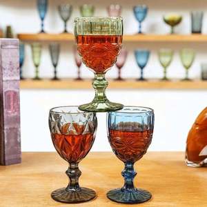 Vente en gros à prix avantageux, verres à vin vintage bleu champagne ambre, verres colorés, gobelets roses - Product Image 2