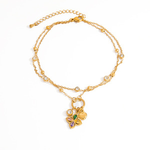 Chaîne de cheville en acier inoxydable double couche avec breloque étoile de mer et perles pour femme, ornement de pied de plage - Product Image 5