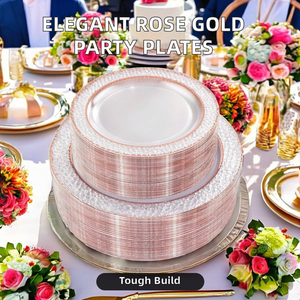 <span class=keywords><strong>Vaisselle</strong></span> <span class=keywords><strong>jetable</strong></span> en plastique de luxe en gros, noir et or, pour mariage, fête, camping, dîners, barbecues de Noël, kits - Product Image 4