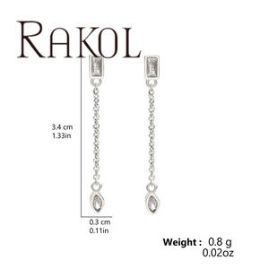 Lakor EP3181 S Boucles d'oreilles pendantes en laiton plaqué argent carré Marquise 3A Zircon Style Bohème - Product Image 6