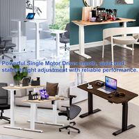 Bureau de travail à domicile blanc, électrique, à moteur unique, pour ordinateur, avec cadre réglable en hauteur, pour position assise ou debout