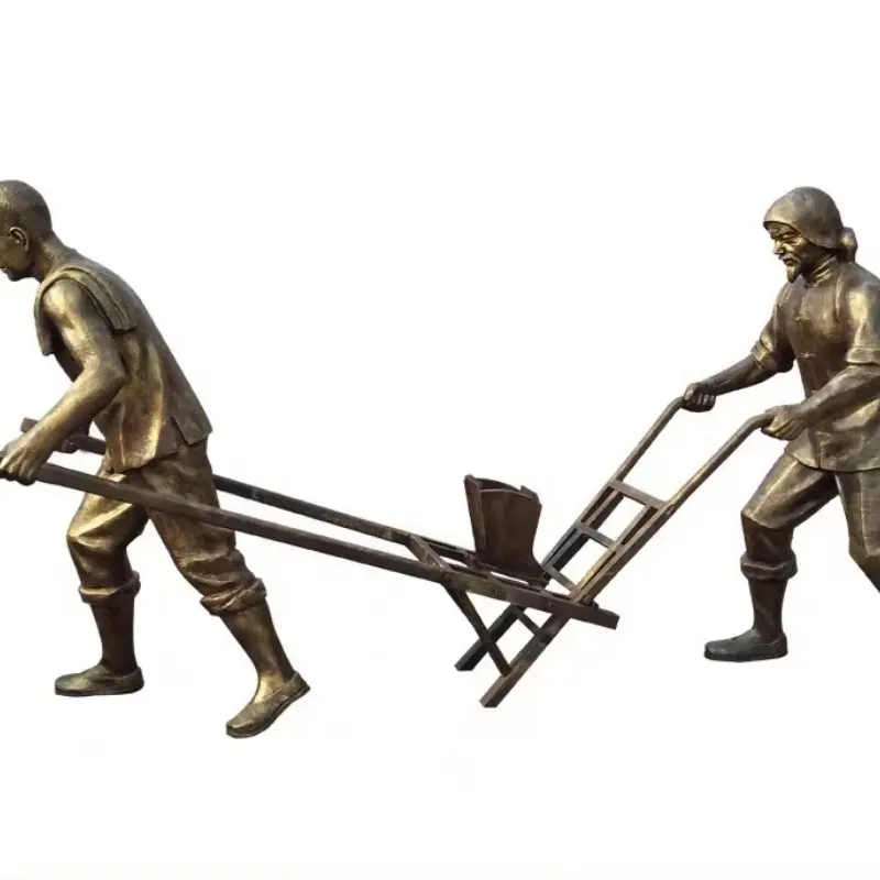 Individualisierte Kupfer Messing Statue Skulptur im Freien alte Bauern arbeit bronze Schnitzereien handgefertigte Metallhandwerk Statue für Dekoration