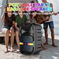 Altavoz Inalámbrico Portátil con Luces LED RGB, Bajos Potentes, Radio FM, Reproductor MP3, Micrófono Inalámbrico, para Fiestas, Exteriores y Computadora