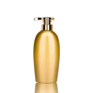 600ml 20oz Empty Flat Plastic Bottles with Gold Pump for Shampoo Shower Gel Lotion Skin Care Cleaner Essential Oil Serum