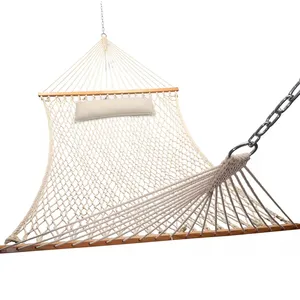 Hamac de Camping Portable pliant en corde de coton, lit-balançoire suspendu en maille, pour l'extérieur et l'intérieur du jardin