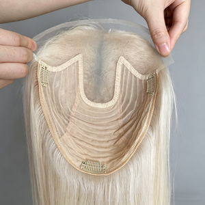 Expédition sous 48h Grand Topper en dentelle suisse en forme de T 8x10 Cheveux vierges européens bruts Toupet capillaire Ligne de cheveux naturelle pré-épilée - Product Image 2