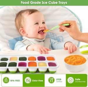 Durable Stackable <b>Maker</b> with Spill-Resistant & Removable Lids Silicone Ice Cube Trays - Product Image 6
