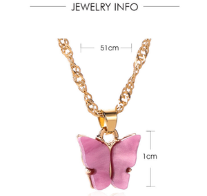 Trendz colorful sweet butterfly pink rim necklace chain - Product Image 5