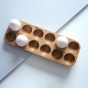 Handmade Wooden Egg Holder Tray Natural Wood Storage Rack Organizer Kitchen Refrigerator Dishwasher <b>Freezer</b> Safe Farm Fresh Eggs - Product Image 1