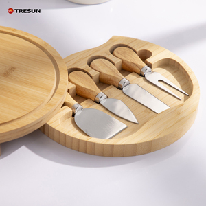 Juego de Cuchillos con Logotipo Personalizado, Pequeño Plato Redondo de Navidad para Aperitivos, Tabla de <span class=keywords><strong>Quesos</strong></span> de Bambú Todo en Uno con Tapa - Product Image 3