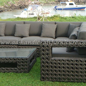 Hiện đại ngoài trời Poly mây <span class=keywords><strong>sofa</strong></span> <span class=keywords><strong>Set</strong></span> với khung nhôm và chất liệu vải cho sân vườn hoặc phòng khách - Product Image 1