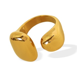 <span class=keywords><strong>New</strong></span> thép không gỉ 18K mạ vàng Phụ Nữ Vòng đánh bóng hình thang Chunky mở Nhẫn - Product Image 5