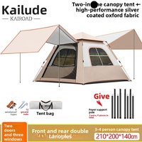 Tente automatique à double couche, toile Oxford, revêtement noir, deux-en-un, camping, plage, pliable, portable, ouverture rapide, extérieur