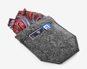 Porte-cartes de poche Mofelt personnalisé avec logo, en polyester de haute qualité, moderne, grande capacité, noir et gris foncé, pour costumes unisexes - Product Image 4