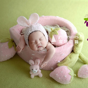 Chapeau de photographie pour nouveau-né doux Chapeau de lapin en tricot avec boucle pour bébé <span class=keywords><strong>fille</strong></span> et garçon <span class=keywords><strong>Bonnet</strong></span> pour animaux de tir <span class=keywords><strong>Bonnet</strong></span> extensible au crochet Accessoire de studio - Product Image 5