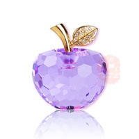 Presse-papier en cristal bleu facetté en forme de pomme, artisanat décoratif en verre, figurines de fruits en forme de pomme, centre de table pour mariage, décoration de bureau à domicile, CPW-05C