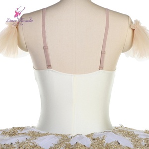 Tutu de Ballet pré-professionnel BLL537 corsage en Spandex ivoire garniture dorée jupe en Tulle immobile jupe de <span class=keywords><strong>danse</strong></span> en strass - Product Image 6