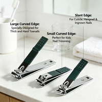 Kit de manucure et pédicure professionnel en acier inoxydable avec logo personnalisé, coupe-ongles vert 7/10/12/18 pièces