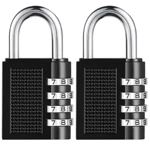 Lock For Travel Black 4 Dials Resettable Combination Password Padlock Safe GYM Lock Travel Luggage Suitcase Password Padlock