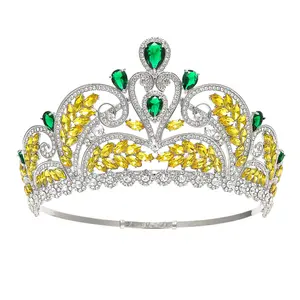 New Bridal Crown Wedding Accessories Luxury Three-color Diamond Baroque Headdress Tiaras Crowns Pageant Rhinestone Tiara