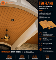 Panneaux de plafond en aluminium à grain de bois architectural pour bâtiments extérieurs modernes