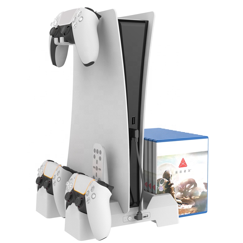 PS5/PS5 Digital Edition Multi-function Games Consoles Cooling Stand with CDs Media Remote Headphone Storage Stand
